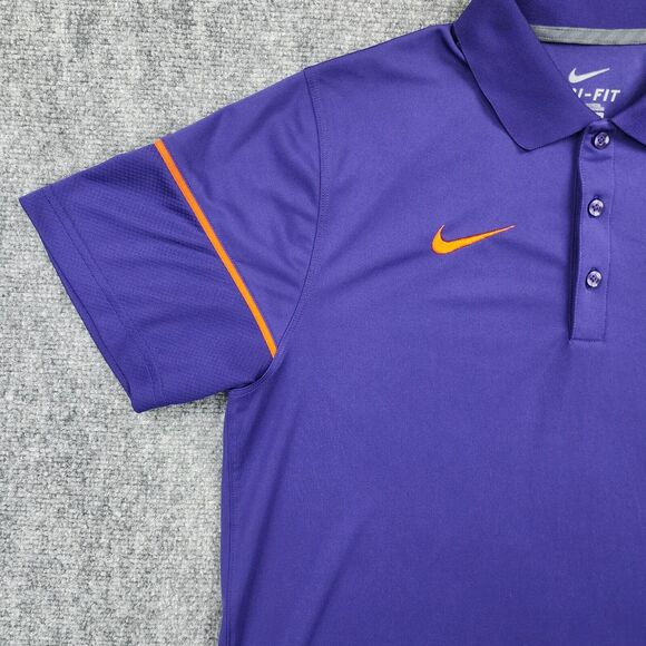 Clemson Tigers University Shirt Mens Medium Purple Polo Nike Dri Fit Performance - Picture 7 of 16